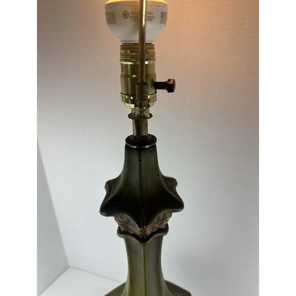 Lovely Mid Century Royal Haeger Table Lamp Orig. Finial & Gold Label Green VTG - Picture 10 of 12